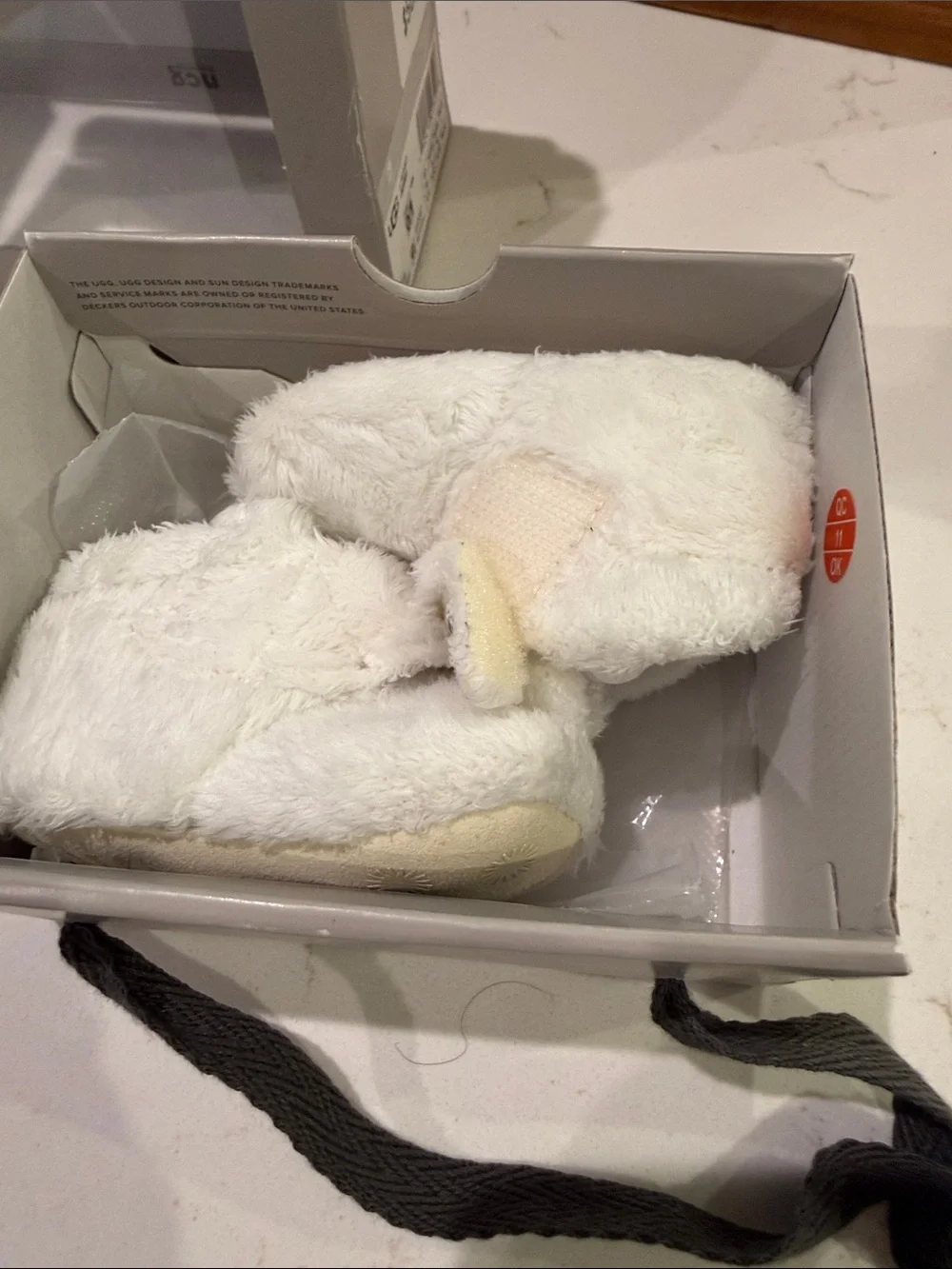 UGG Cream Plush Infant Booties with Hook-and-Loop Strap